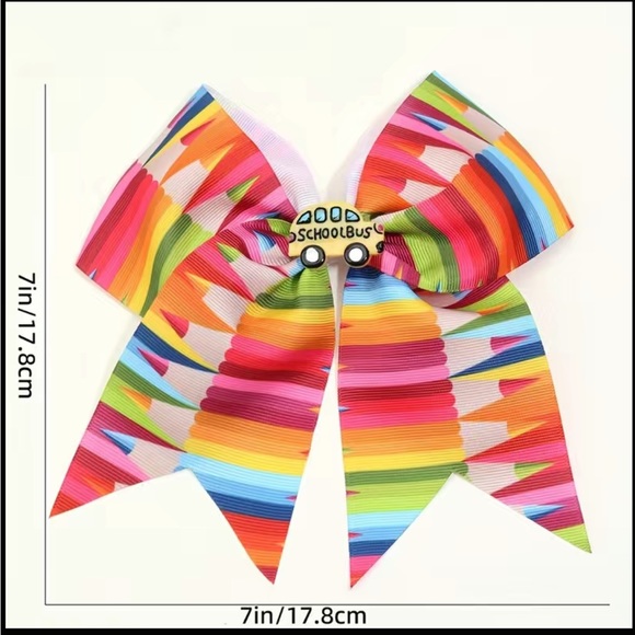 Back To School Cheer Bow For Kids/Toddler Girls Pencil Print Hair Accessory - Picture 3 of 5